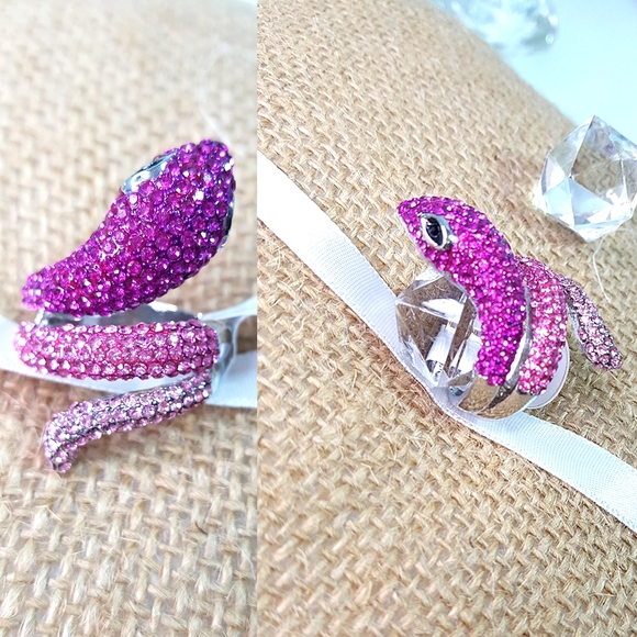 Snake Ring🎀Purple Pink Faux Colorful Rhinestones - Picture 6 of 7